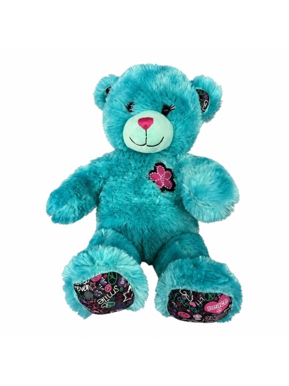 Build A Bear Turquoise Teddy Bear 16 Inch Peace Love Butterfly Plush